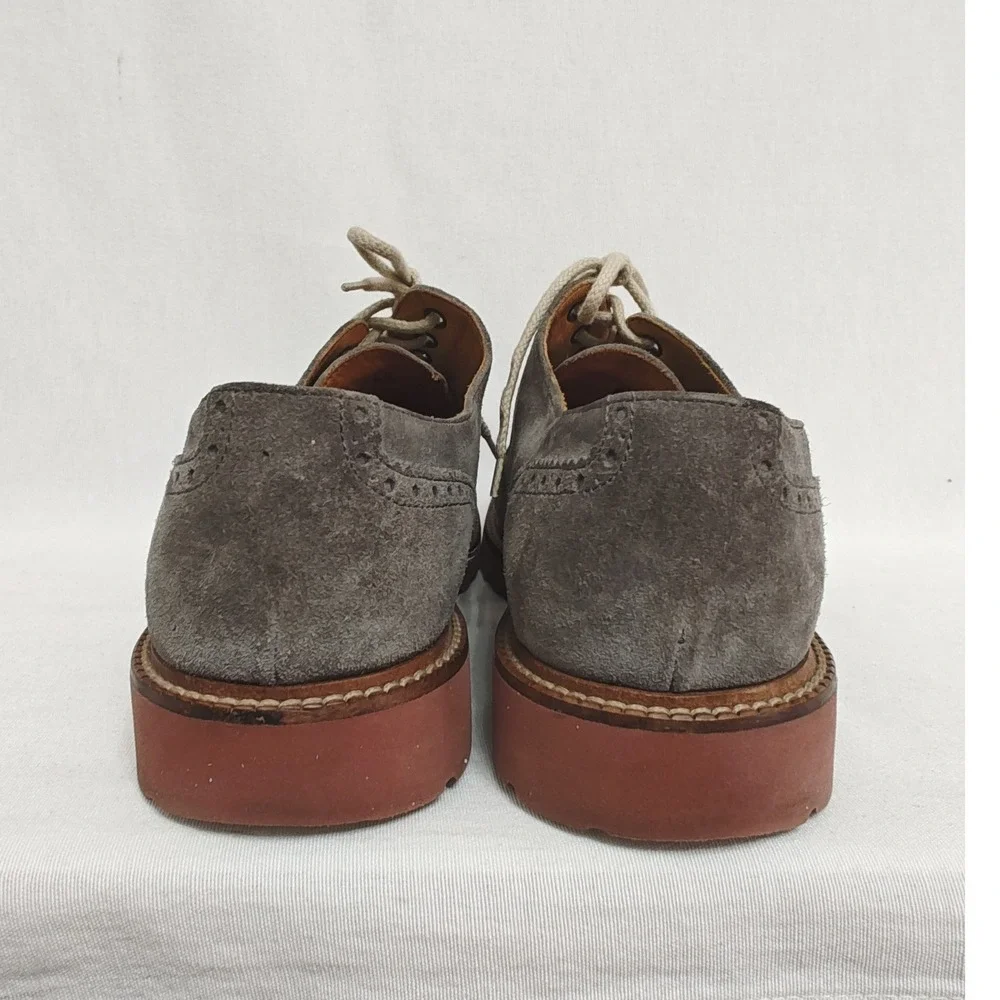 THOMAS DEAN Oxford Shoes Wingtip‎ Brogue Suede Made in Italy Gray Size 10